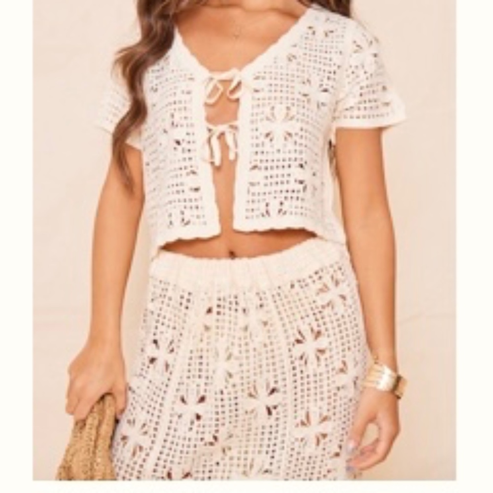 Cream Crotchet Two Piece Maxi Set